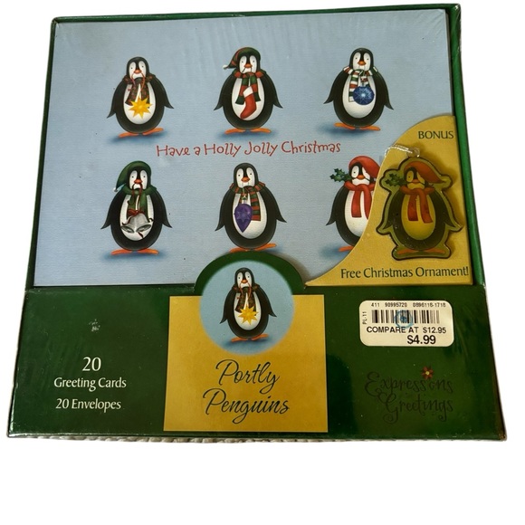 Penguin Themed Christmas Cards 3 Sets 20 Per Pack New Lot - Picture 5 of 7